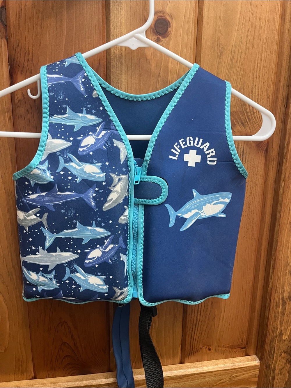 Kids Shark Lifeguard Swim Vest - Navy & Aqua